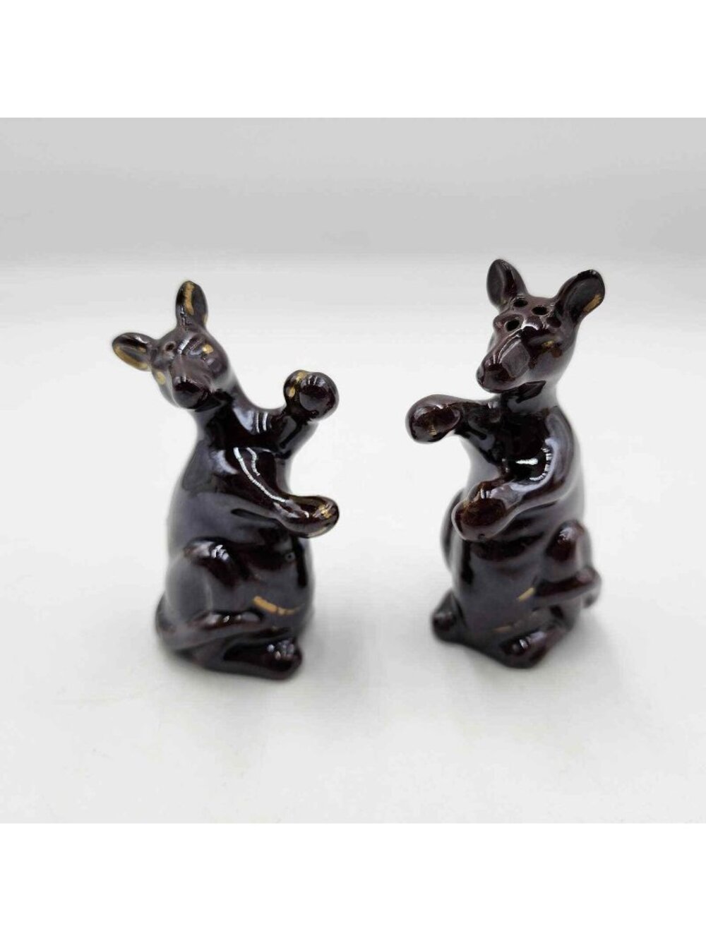 Boxing Kangaroo Redware Salt & Pepper Shakers Japan Vintage